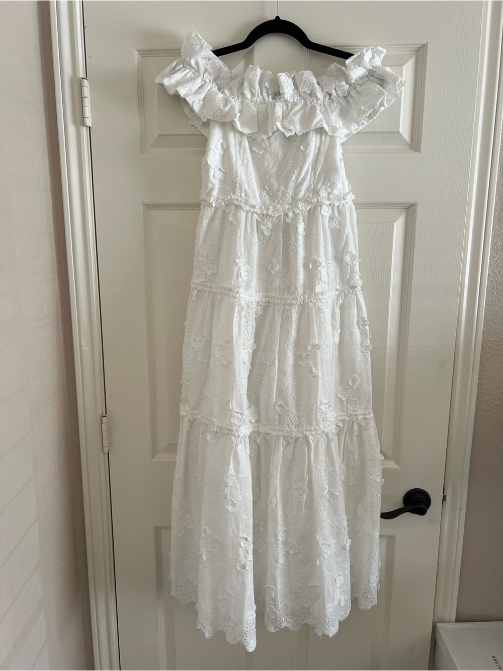 Free People White Strapless Eyelet Maxi Dress